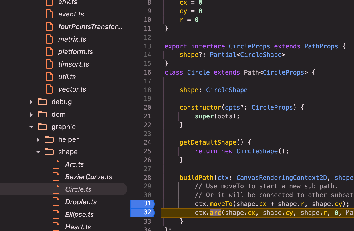 Circle buildPath impl